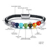 Genuine Leather Magnetic Clasp Chakra Bracelet - Zodeys