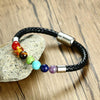 Genuine Leather Magnetic Clasp Chakra Bracelet - Zodeys