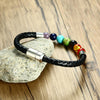 Genuine Leather Magnetic Clasp Chakra Bracelet - Zodeys
