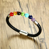 Genuine Leather Magnetic Clasp Chakra Bracelet - Zodeys