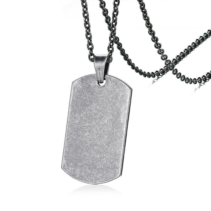 Retro Silver 20" Dog Tag Necklace