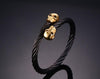 Undertaker Gold Skulls Twisted Wire Cable Bracelet - Zodeys