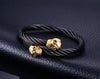 Undertaker Gold Skulls Twisted Wire Cable Bracelet - Zodeys