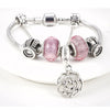 Love Pink Flower Charm Chain Bracelet - Zodeys