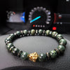 Natural Malachite &amp Chipped Hematite Gold Buddha Bracelet