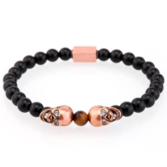 Siameez Skullies Black Star Sapphire Beaded Bracelet