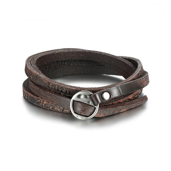 Layered Nubuck Leather Wrap Bracelet - Zodeys