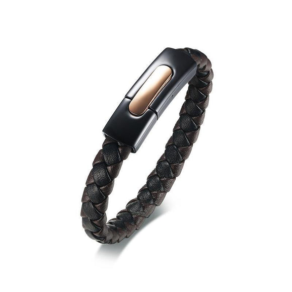 Constantino Braided Leather Magnetic Bracelet - Zodeys