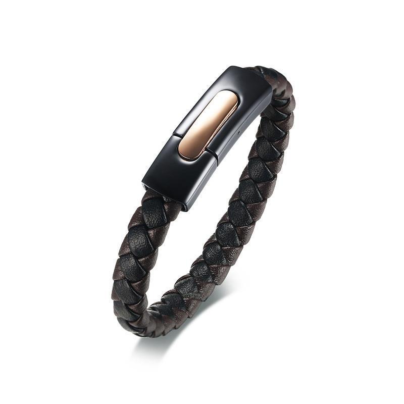 Constantino Braided Leather Magnetic Bracelet - Zodeys
