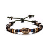Fish Bone & Porcelain Beads Braided Leather Bracelet - Zodeys