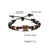 Fish Bone & Porcelain Beads Braided Leather Bracelet - Zodeys