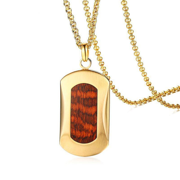 Kingpin Serpentine Leopardwood Gold Pendant Necklace - Zodeys