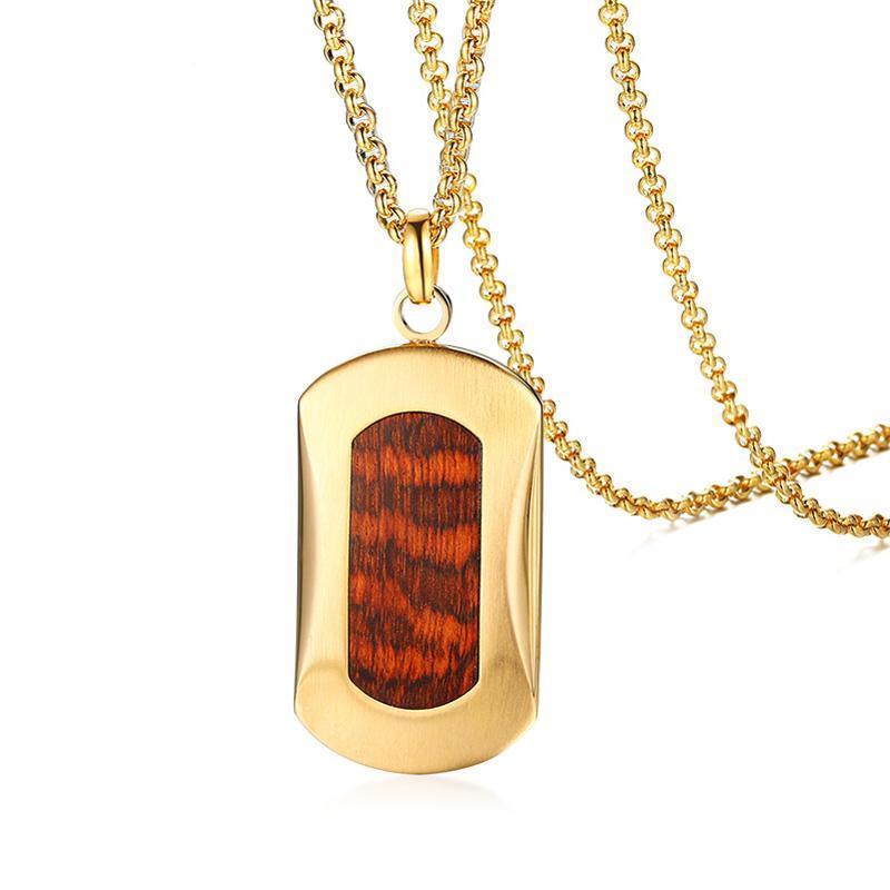 Kingpin Serpentine Leopardwood Gold Pendant Necklace - Zodeys