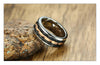 Matte Finished Three Tone Brick & Gear Rose Gold Spinner Ring - Zodeys