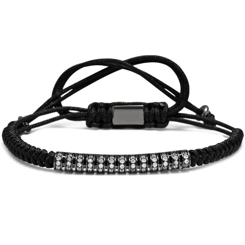 Midnight Dash Micro Paved Rhinestone Macrame Bracelet