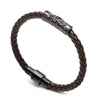 Braided Cow Leather Titanium Steel Bracelet - Zodeys