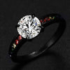 Matte Black Rainbow Rhinestones Ring - Zodeys