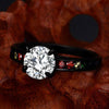 Matte Black Rainbow Rhinestones Ring - Zodeys