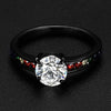Matte Black Rainbow Rhinestones Ring - Zodeys