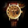 Hand Wind Ultra Thin Leather Skeleton Watch - Zodeys