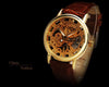Hand Wind Ultra Thin Leather Skeleton Watch - Zodeys