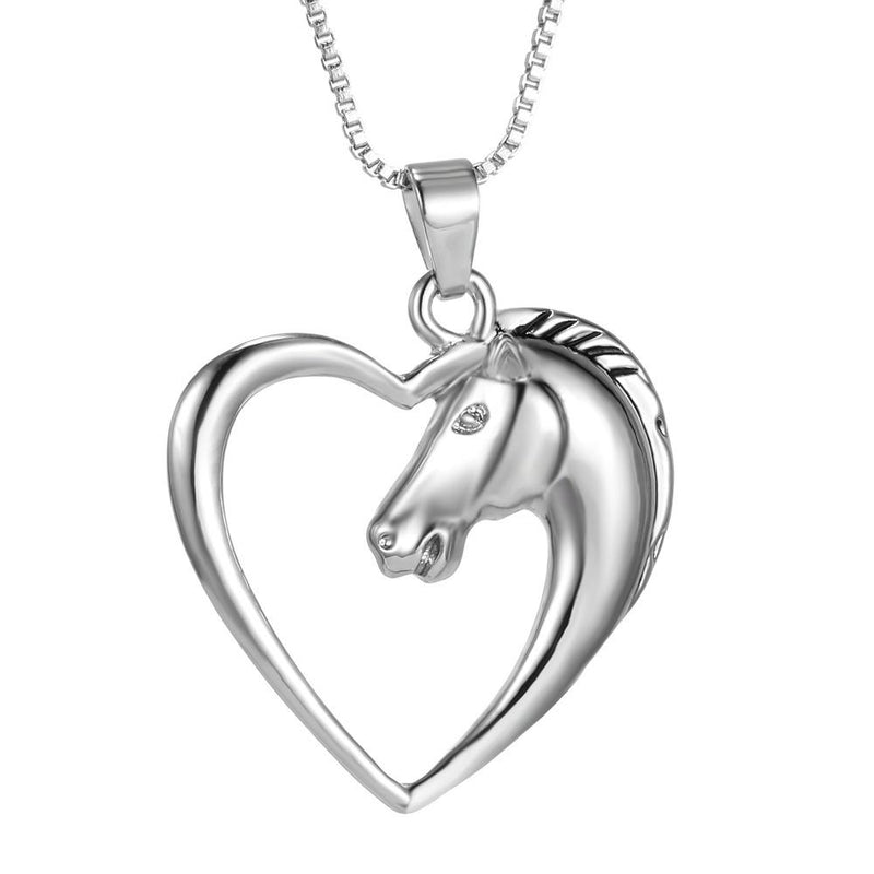 Silver Horse & Heart Necklace