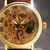 Hand Wind Ultra Thin Leather Skeleton Watch - Zodeys