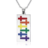 Rainbow Cross LGBT Pride Dog Tag Pendant Necklace - Zodeys