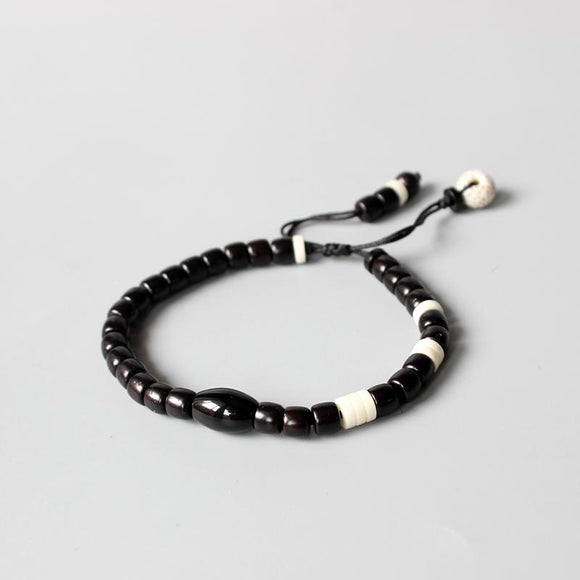 Yin Yang Coconut Shell & Tagua Nut Beaded Bracelet - Zodeys