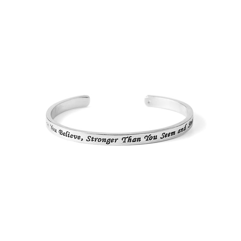 "You're Braver Than You Believe Stronger Than You Seem" Inspirational Bangle - Zodeys