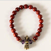 Hand-Carved Copper Vajra & Bell Natural Red Sandalwood Bracelet - Zodeys