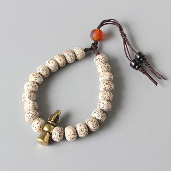 Tibetan Buddhist Handmade Moon-Star Bodhi Seed Copper Amulet Bracelet - Zodeys