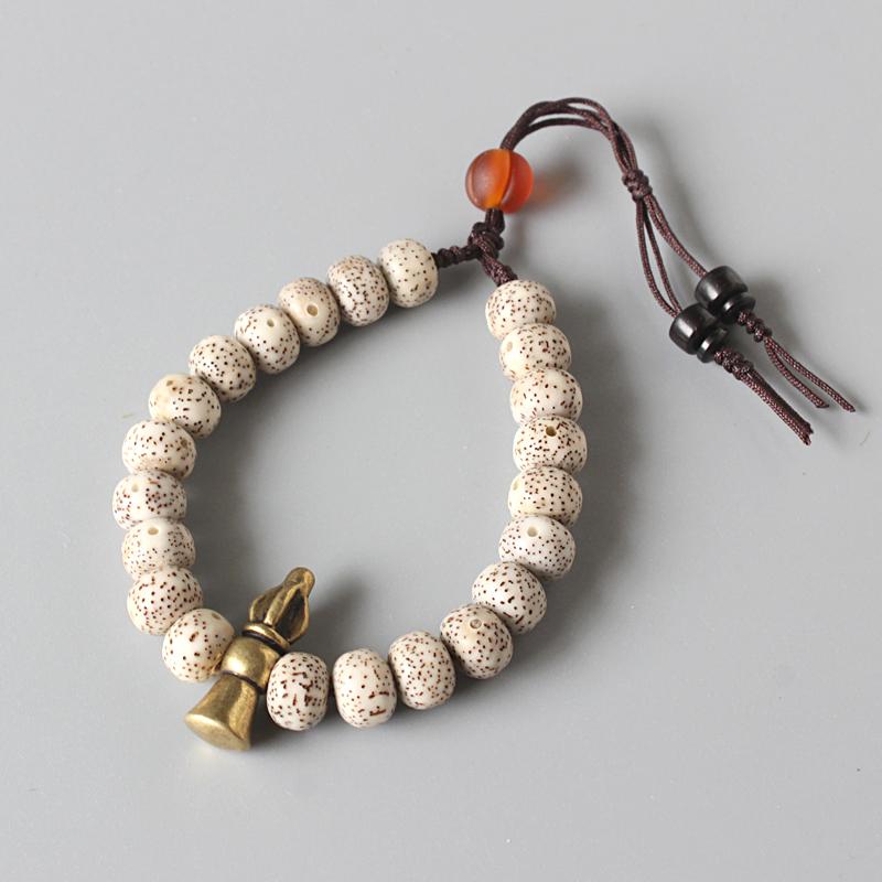 Tibetan Buddhist Handmade Moon-Star Bodhi Seed Copper Amulet Bracelet - Zodeys