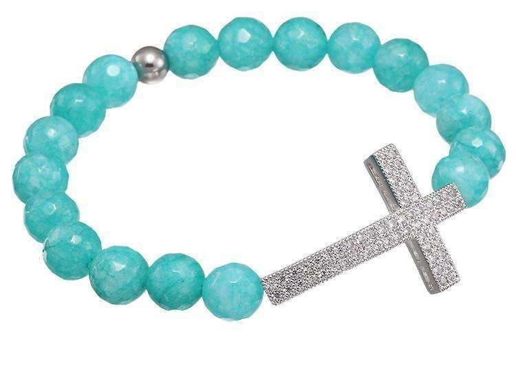 Micro Paved Beaded Cross Bracelet - Zodeys